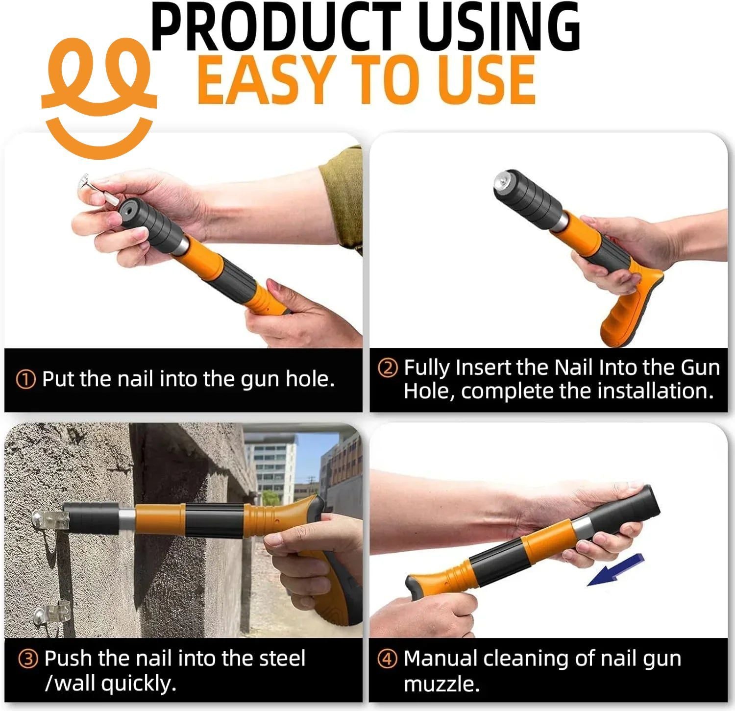 Heavy-Duty Concrete Nail Gun Kit with 10 Free Nails