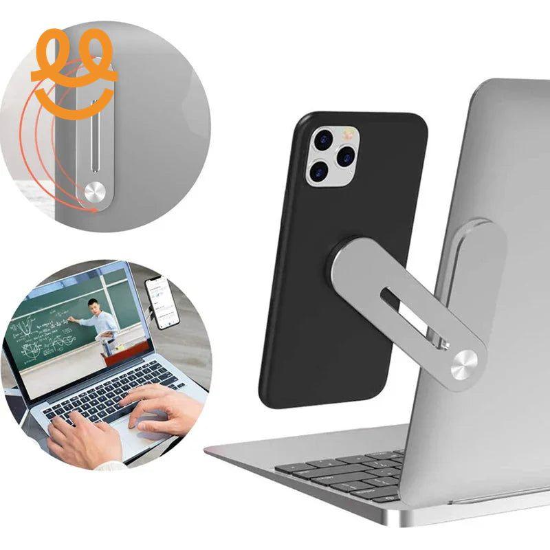 Magnetic Foldable Laptop Side Phone Holder Adjustable Mobile Mount